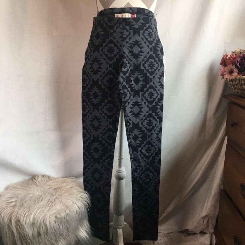 Men's Geometric Patterned Pants - Black
